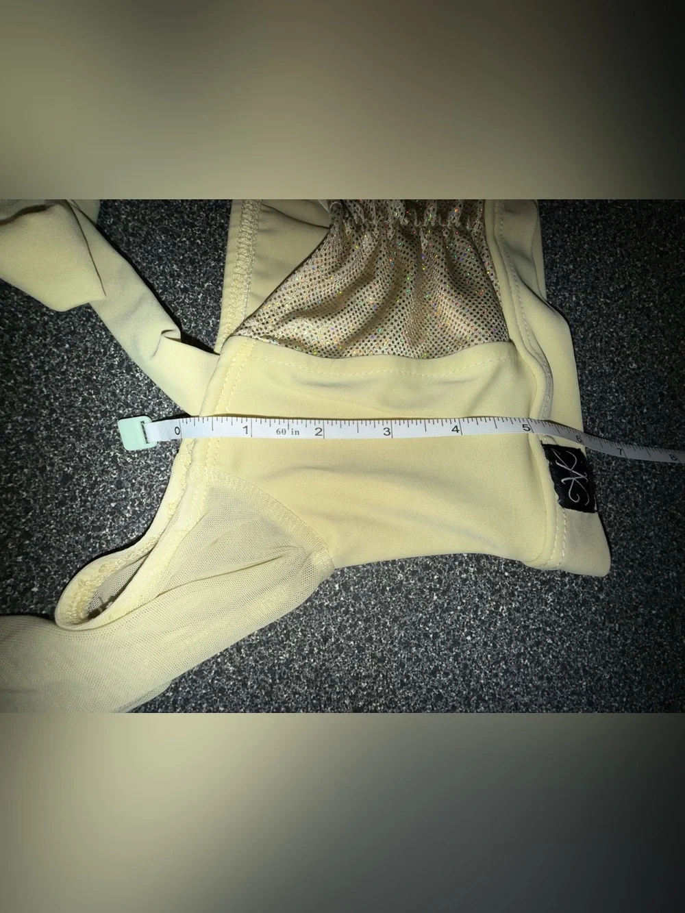 Kandi Kouture Yellow Two-Piece Dance Set with Sleeves Size Child Large (7/8)